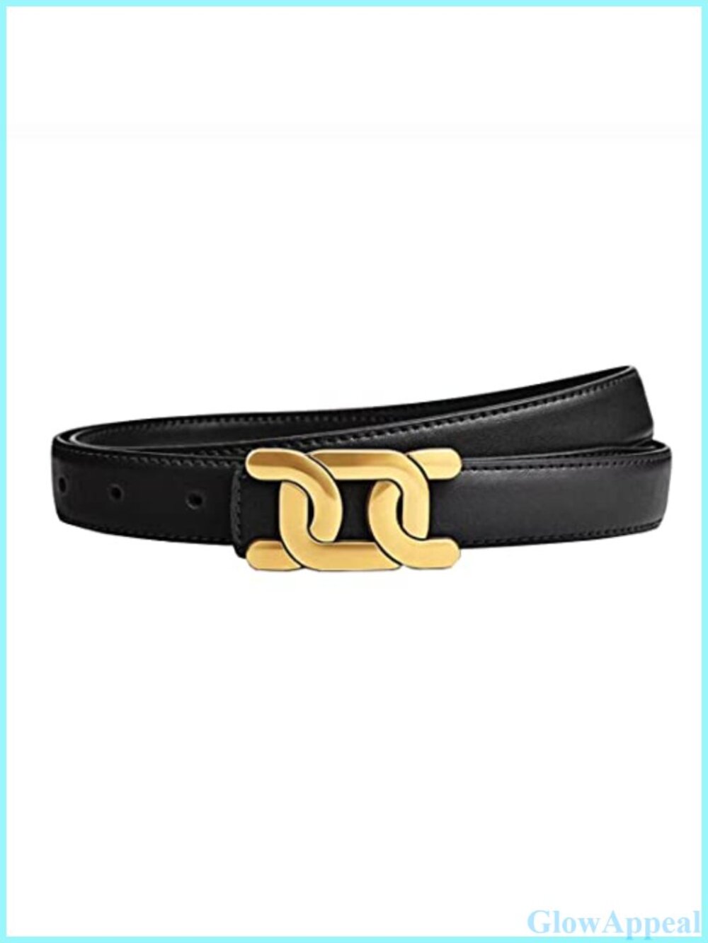 Women's Leather Belt with Gold Buckle Adjustable Waist 2.5cm Wide